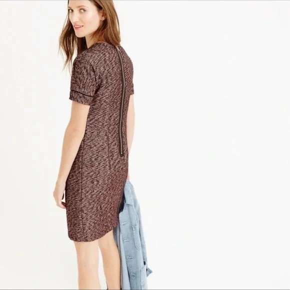 J.Crew Collection Short-sleeve Rose-gold Tweed Dress 00 - Picture 2 of 10